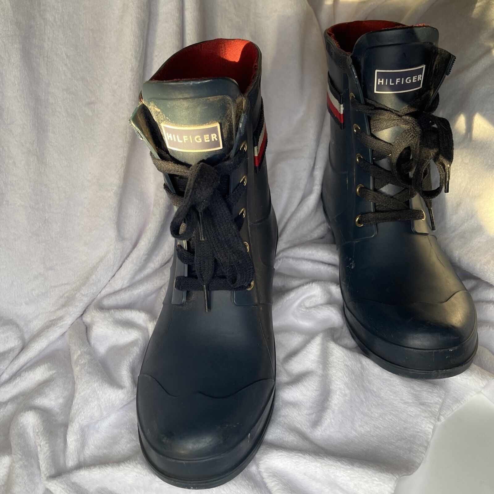 Tommy Hilfiger Boots Womens Sz 10 M Toniee Blue Lace Waterproof Snow Rain Ankle