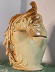 Vintage McCoy Pottery Bird of Paradise Peacock Strawberry Planter Vase Green 8"