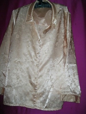 ENCHANTING LABEL, CREAM COLORED L/S PJ TOP OR BLOUSE, SZ. M/L.,NEW, POLY
