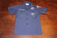 Boy Scouts of America BSA Youth Shirt Blue Medium Glued Patches Short Sleeve