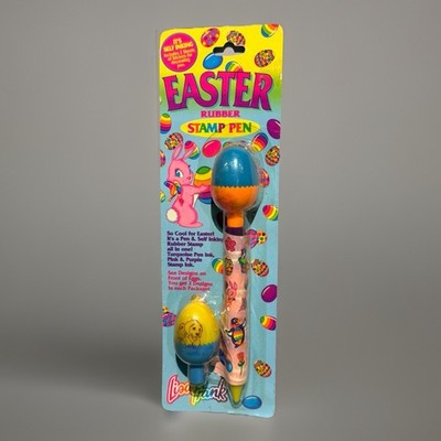 Vintage Lisa Frank Easter Rubber Stamp Pen NIP New P382 Puppy & Chick
