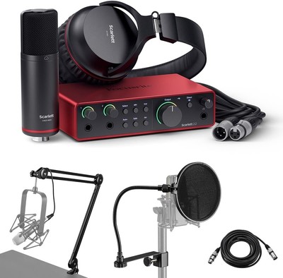 Focusrite Scarlett 2i2 Studio 4th Gen USB Interface Microphone Headphones