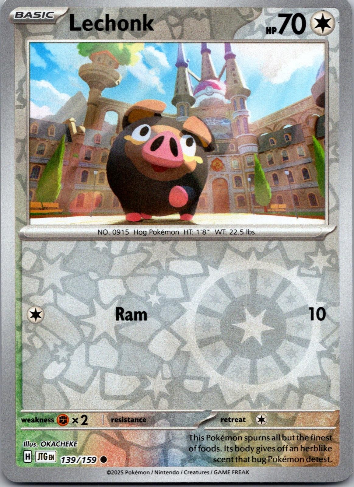 Lechonk Journey Together Pokemon Common Reverse Holo Near Mint 139/159