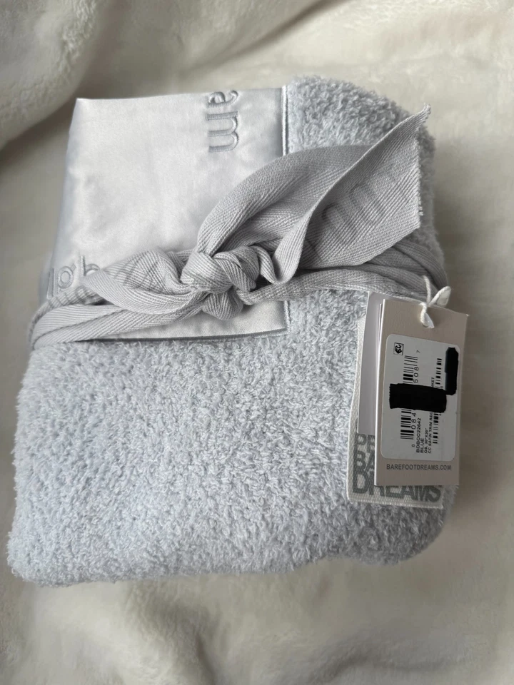 NUEVO Barefoot Dreams Acozychic Azul Satinado Borde Bebé Manta Recepción 30"x30" Foto 4 de 4