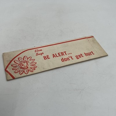 Elsie the Cow 1968 Advertising Paper Servers Hat Cap Stay Alert Don't Get Hurt
