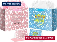 JWSCYSY 2PCS 12.6" Large Mother's Day Gift Bags with Tissue Papers and Greeting