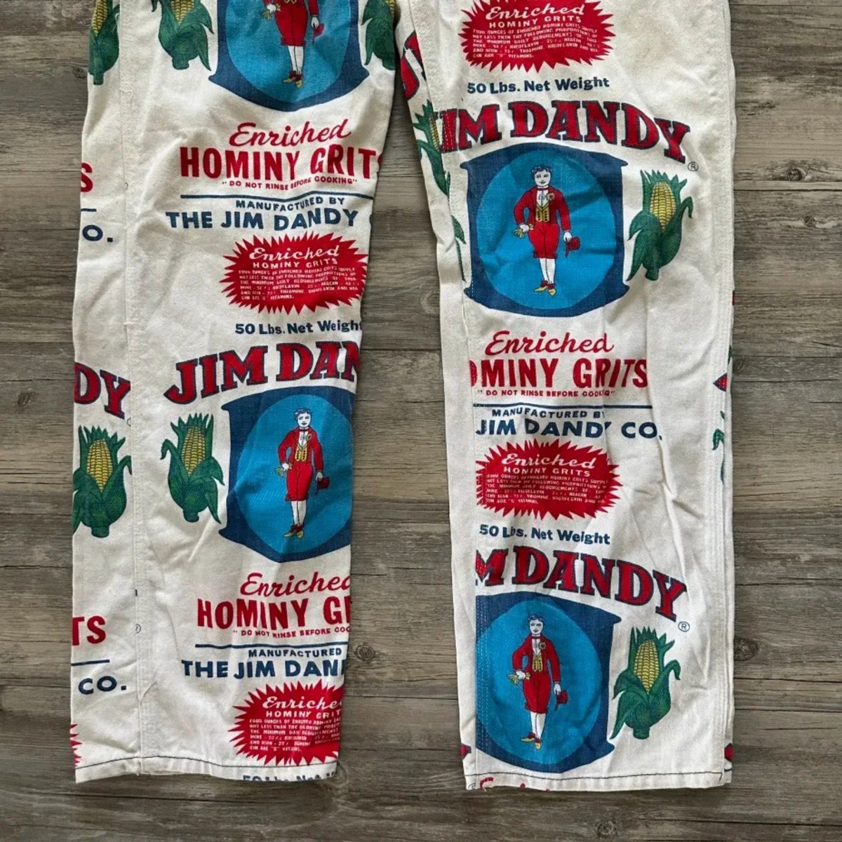 Vintage 50s 60s Big Smith Jim Dandy Hominy Grits All Over Print