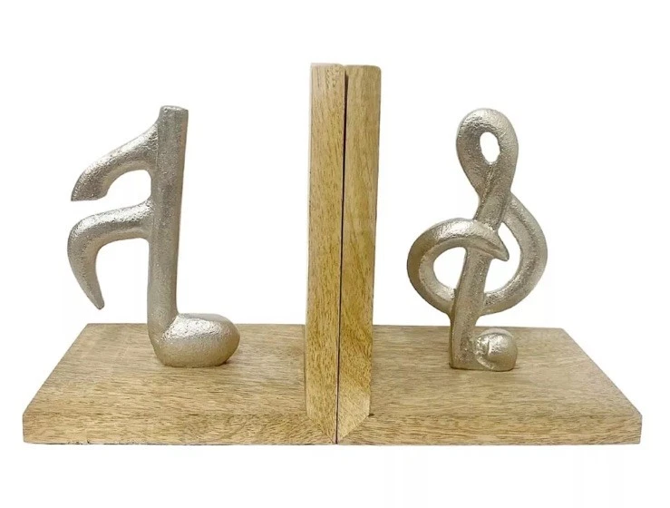 Wooden Musical Bookends Treble Clef Semiquaver Felt Base - Image 2 of 4