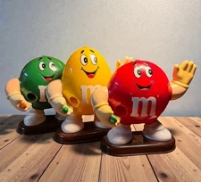 Vintage M&Ms Figurine Dispenser Toy Lot Red Green Yellow Peanut Collectors Items