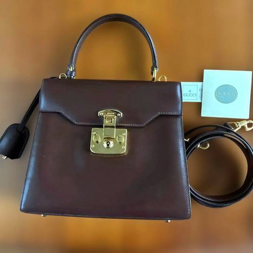 Gucci Brown Leather Lady Lock Handbag from Japan – Authentic Designer Bag FS