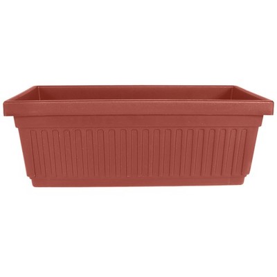 HC Companies 24 Inch Fluted Plastic Venetian Garden Flower Window Box, Clay