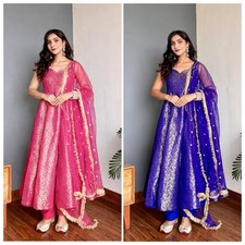 Anarkali Gown Pakistani Eid Salwar Kameez Ready To Wear Dress Wedding Party New