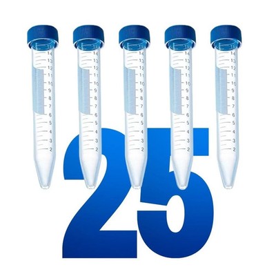 LabXcel Centrifuge Tubes Conical Screw Caps Polypropylene for Labs 15ml - 25x
