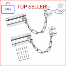 Fitoon 2 Pack Door Chain Lock Stainless Steel, Security Door Chain for Inside Do