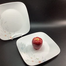 2 Corelle ADLYN Dinner Plates 10-1/2" Square Replacements Floral Flowers EUC
