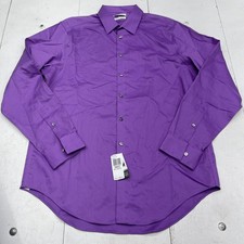 Calvin Klein Shirt Mens 16.5 34/35 Purple Non Iron Slim Fit Dress 100 Cotton