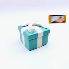 Tiffany & Co Mini Blue Bow Trinket Gift Box Porcelain Ribbon 5 x 5 x 4cm Used