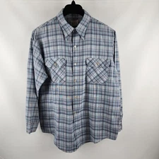 Big Mac Shirt Mens Large Blue Multi Plaid Vintage L/S Button Up