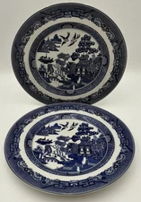 Johnson Bros England Willow Blue White 10" Earthenware Dinner Plates Set of 2