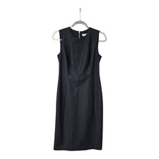 Calvin Klein Sheath Dress Size 6 Sleeveless Navy Exposed Back Zip Classic Career