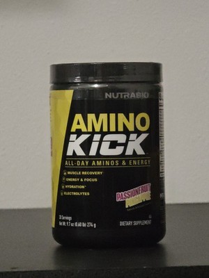 Amino Kick Passionfruit Pineapple All-day Aminos & Energy 30 Serv Nutrabio!