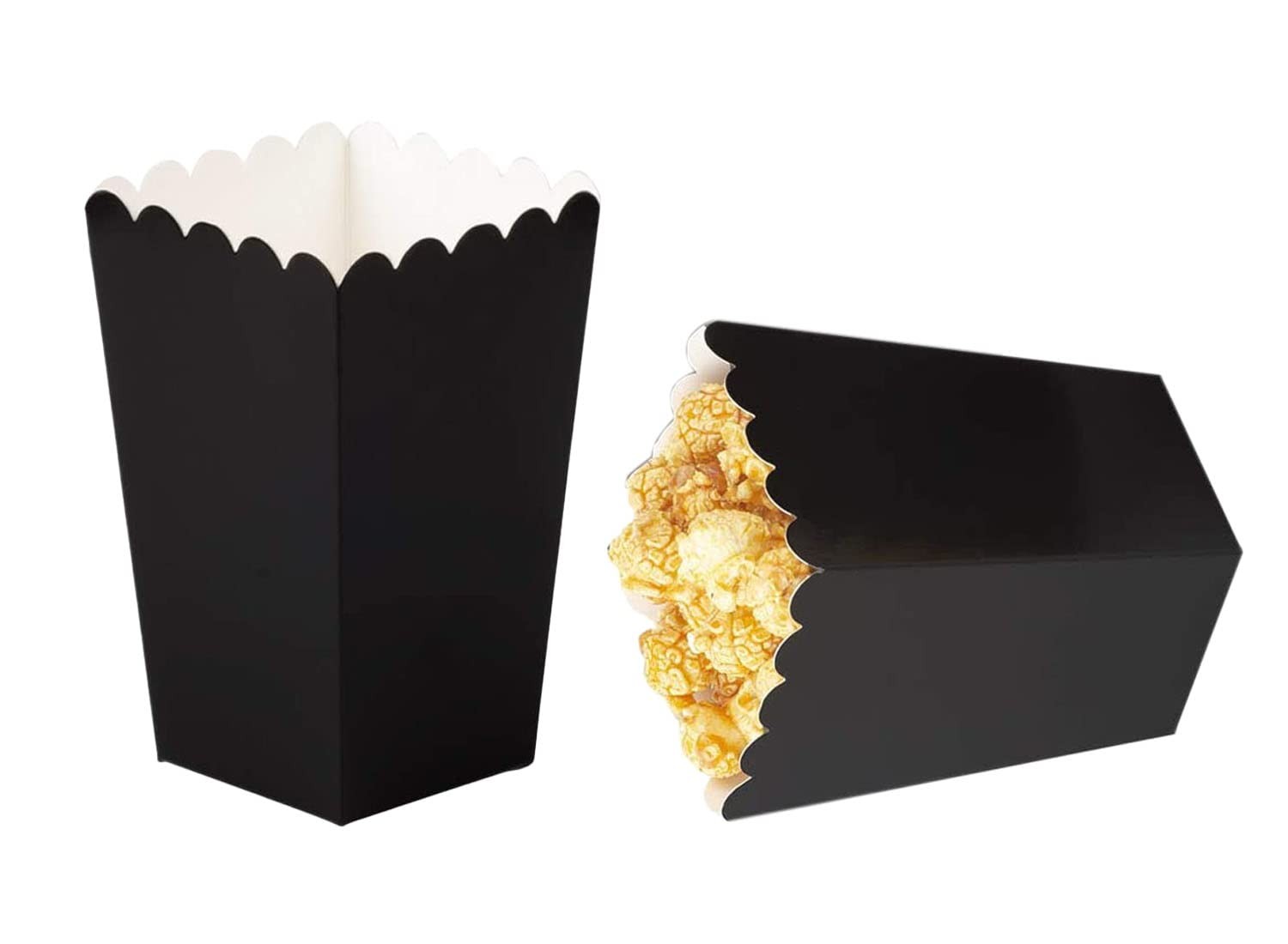 Mini conteneurs popcorn en papier noir pour portion individuelle