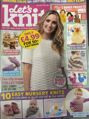 Let's Knit Magazin Feb 2025. Städtereise Konvolut + 10 einfache Kinderzimmerstricke 
