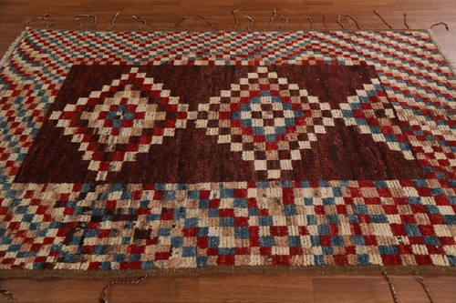 Kariert Marokkanische Wolle Fläche Teppich 1.5x2.4m Handgeknüpft für Badezimmer - Bild 14 von 19