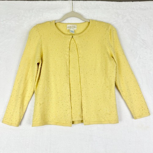 Vintage Cache Y2K Beaded Silk Cashmere Cardigan Tank Set Size Small NWOT Yellow