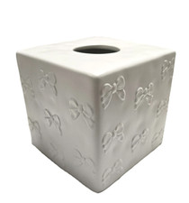 NEW BEAU MONDE PORCELAIN MILK WHITE 3D BOW TIE TISSUE HOLDER,NAPKIN BOX