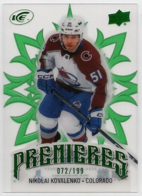 2024-25 UD Ice Hockey Ice Premieres Green SN# /199 U-Pick from Drop Down List
