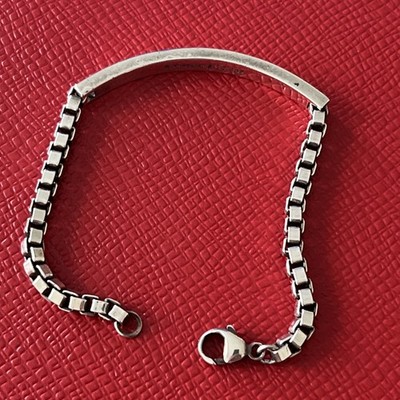 Tiffany & Co Venetian ID Box Link I.D. Bracelet in Silver Mens Unisex 7 Inch