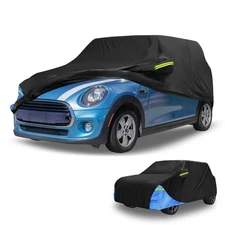 Car Cover All Weather with Left Zippers for Mini Cooper 4DR 2014-2024 Black Blue