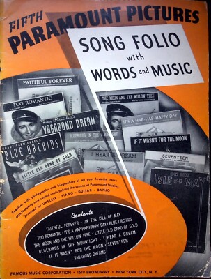 VINTAGE FIFTH PARANCANE PICTURES SONG FOLIO WITH WORDS - MUSIC SHEET
