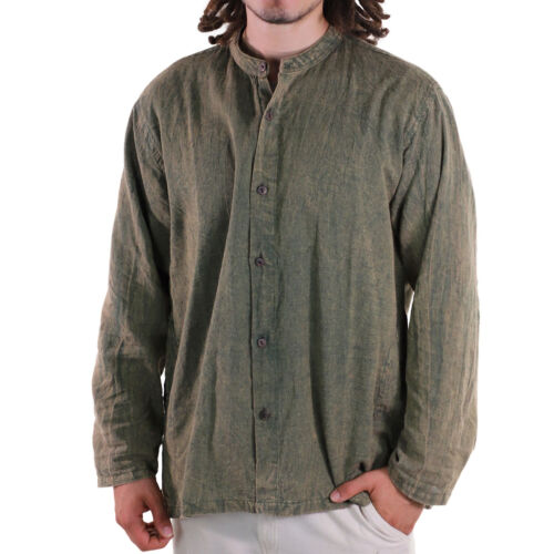 Kunst und Magie Camicia Uomo Slavato Fischerhemd Casual Goa Arte - Foto 7 di 21