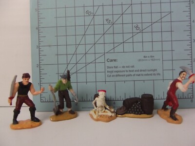 Pirates Figures Safari LTD Caption Pirate Skeleton Map Cake Topper PVC lot of 5