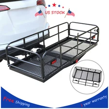500lbs Folding Rack Cargo Basket Trailer Hitch Mount Luggage Carrier For Car SUV