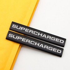 2pcs Matte Black White Metal Supercharged Emblem Door Fender Trunk Turbo Logo 2pcs Matte Black White Metal Supercharged Emblem Door Fender Trunk Turbo Logo