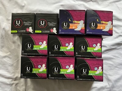 Mixed of 10 U by KOTEX Heavy Ultrathin Pads With Wings Overnight 152 CT Total