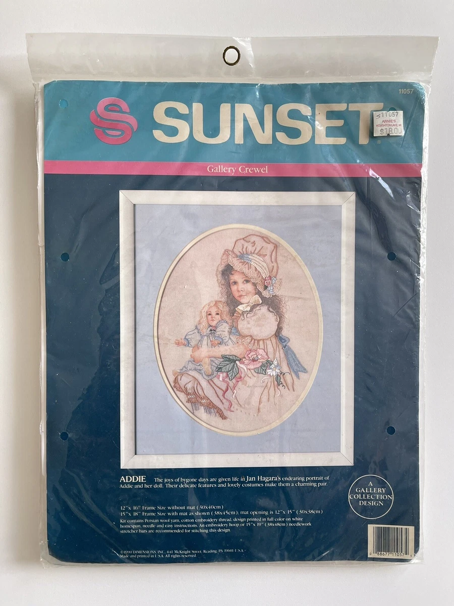 Dimensions Crewel kit Sunset Gallery 11057 Addie with Baby Doll