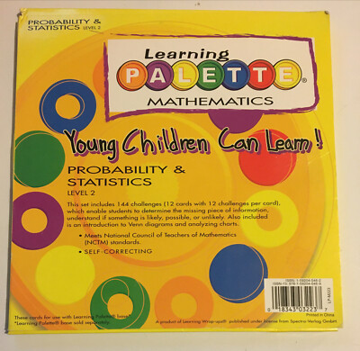 Usborne Learning Wrap Ups Palette Discs Math PROBABILITY STATISTICS Level 2 