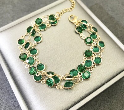 Green bracelet, Vintage style bracelet , Green statement bracelet , gold  Chunky