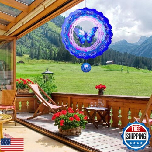 Butterfly Hanging Wind Spinners,12 Inch 3D Garden Spinner Kinetic Art Garden - Picture 5 of 5