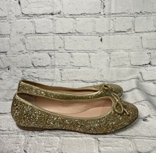 Kate Spade New York Willa Ballet Flat Shoes Gold Glitter Size 9M. SB1