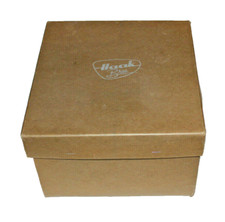 VINTAGE CAMEL TAN SQUARE HAT BOX HAAK BROS. WITH LACE TIES