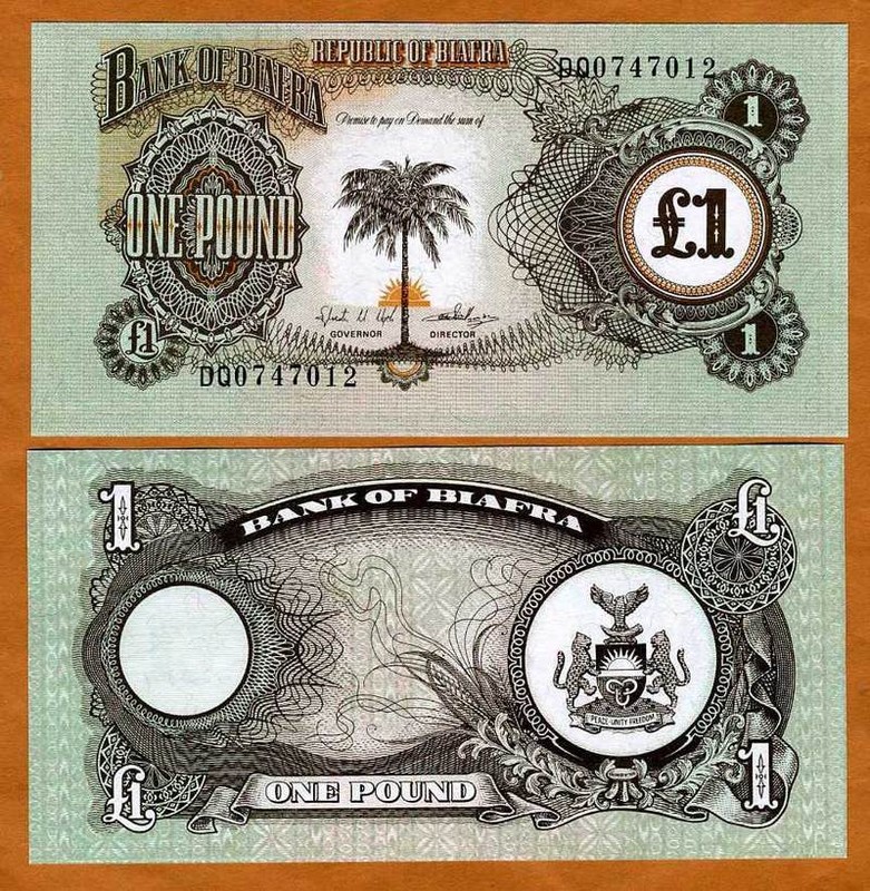 Biafra, 1 pound, ND (1968-1969), P-5, UNC a country that existed for 3 years