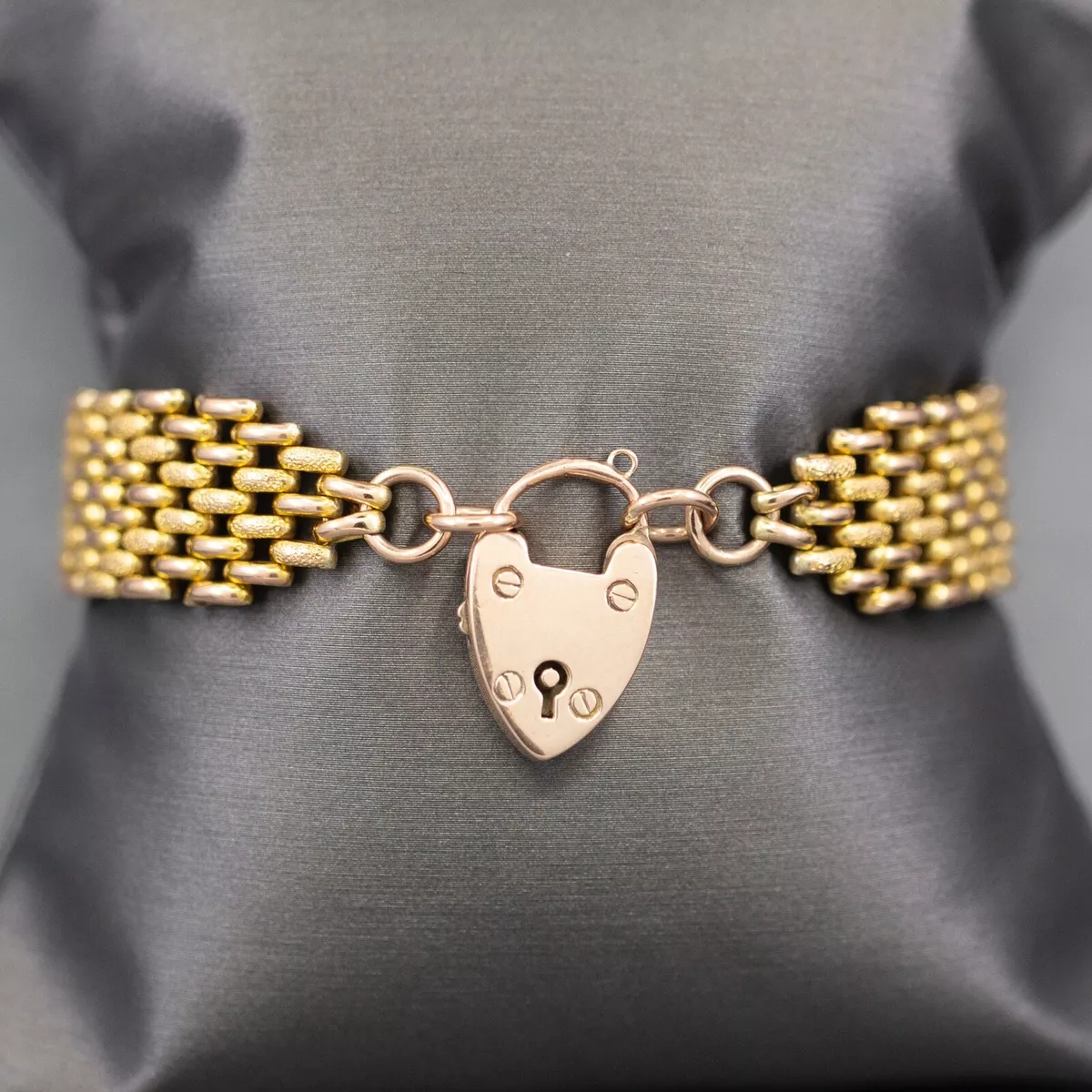 Victorian Rose Gold Heart Lock Chain Bracelet