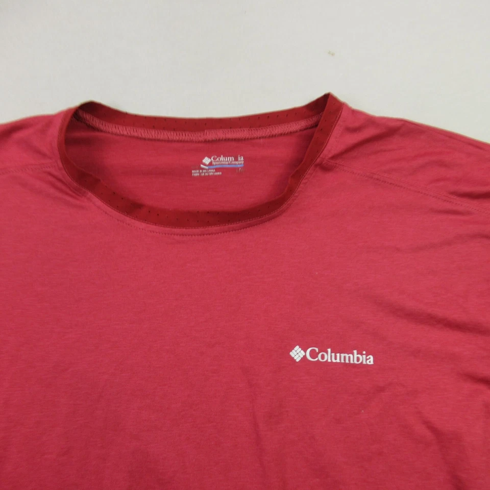 Columbia Shirt Mens Large Short Sleeve Crew Neck Outdoors Omni-Wick Red - Image 2 of 4