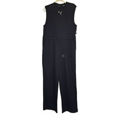 Puma NWOT Sleevelss Black White Jumpsuit Drawsting Waist pockets Women's Size M