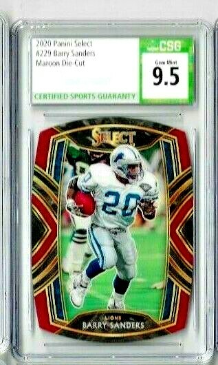 2020 Panini Select #229 Barry Sanders Maroon Die-Cut CSG 9.5